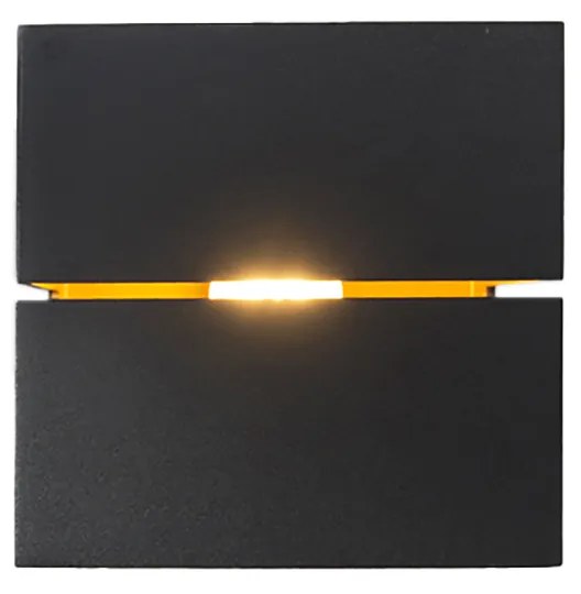 Moderne wandlamp zwart met goud 9,7 cm - Transfer Groove Design, Industriele / Industrie / Industrial, Modern G9 vierkant Binnenverlichting Lamp