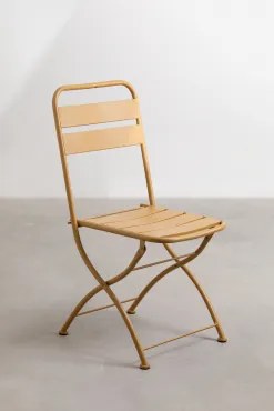 Set Van 2 Opvouwbare Eetkamerstoelen In Staal Janti Mosterd - Sklum