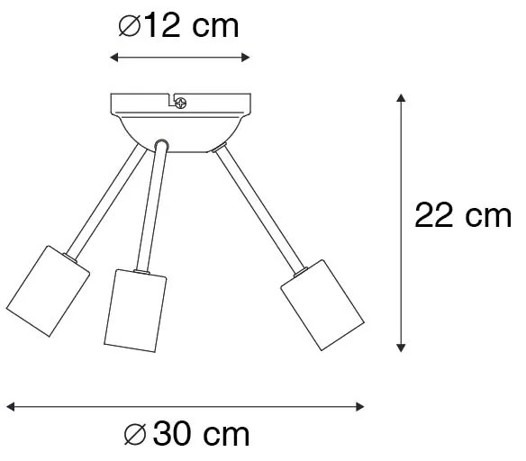 Moderne plafondlamp zwart 3-lichts - Sputnik Modern E27 rond Binnenverlichting Lamp