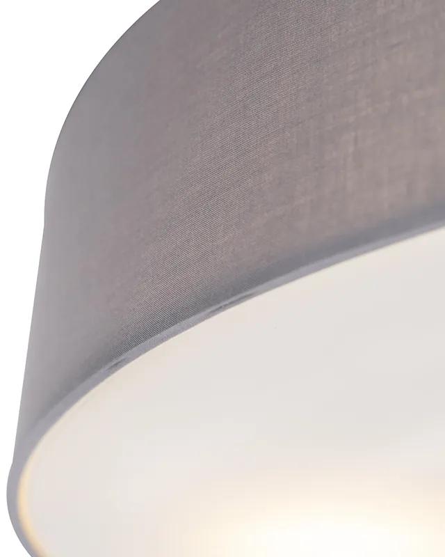 Stoffen Landelijke plafondlamp grijs 50 cm - Drum Modern, Landelijk / Rustiek E27 rond Binnenverlichting Lamp