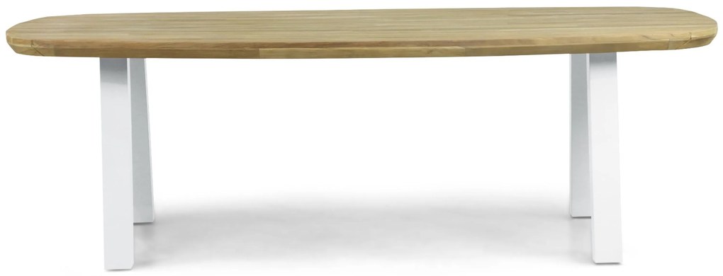 Dining Tuintafel rechthoekig 240 x 100 cm Aluminium/Teak Wit Falcon/Glasgow