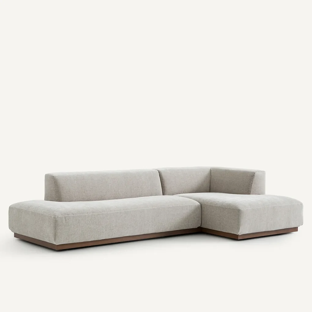 Rechter hoekbank XL in chenille fluweel, Jacopo