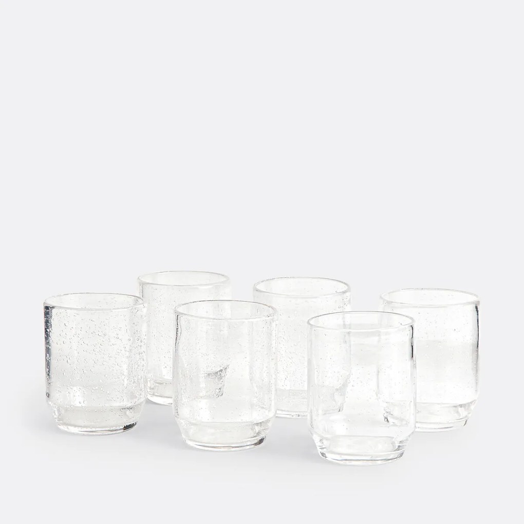 Set van 6 glazen bekers met bubbels, Faraji