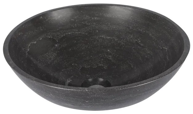 Differnz Limestone waskom - 40x40x15cm - rond - natuursteen - glans antraciet 38.010.58