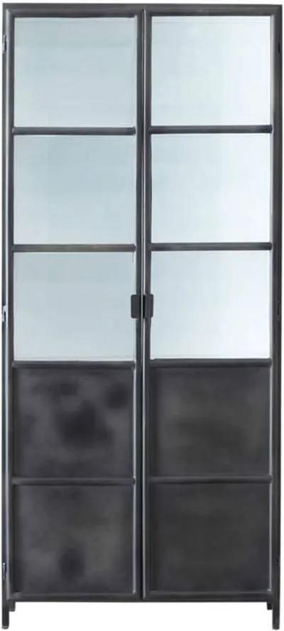 HSM Collection vitrinekast Bronx - grijs/wit - 90x36x200 cm - Leen Bakker