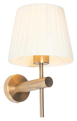 Moderne wandlamp brons met witte kap - Pluk Modern E27 rond Binnenverlichting Lamp