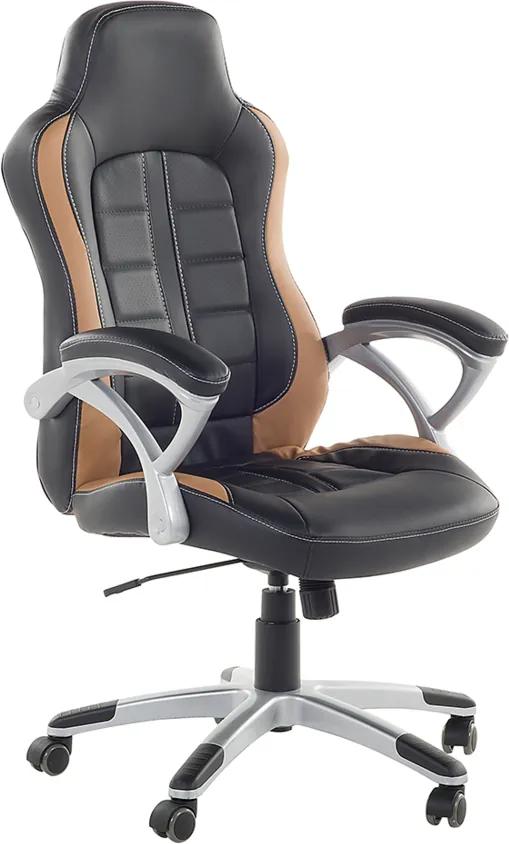 Bureaustoel zwart-lichtbruin - burostoel - gaming stoel - PRINCE