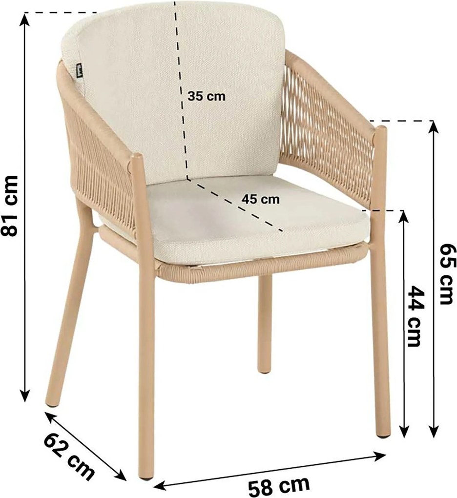 Tuinset 6 personen 220 cm Rope Taupe Hartman Altea/Valencia