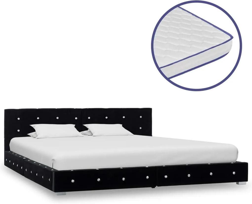 Bed met traagschuim matras fluweel zwart 160x200 cm