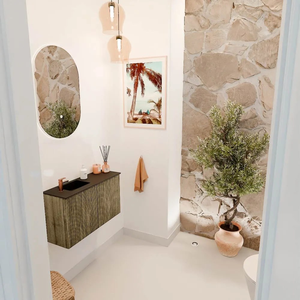 Mondiaz Joya 70cm toiletmeubel dusk met wastafel faye links 1 kraangat urban
