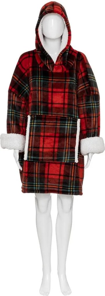 Atmosphera poncho plaid'Tartan'- Rood