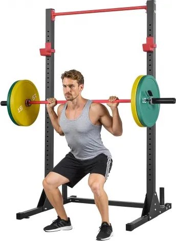 VEVOR Power Rack, 362,87 kg draagvermogen, multifunctioneel squat rack voor thuisgym, krachttrainingsapparaat met 28-voudig verstelbare J-haken voor barbell squats, pull-ups en gewichtheffen.