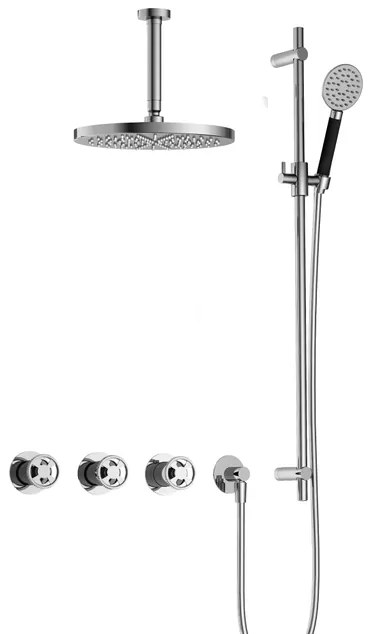 Hotbath Cobber IBSW70 Regendoucheset inbouw - 15cm plafondarm - 30cm ronde hoofddouche - 3 standen handdouche - glijstang - chroom IBSW70CR1257