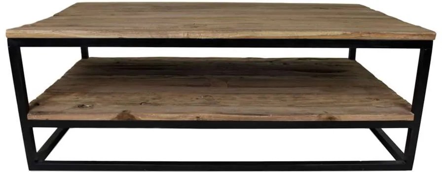 HSM Collection salontafel met onderplank Leroy - naturel/mat zwart - 120x70x44 cm - Leen Bakker