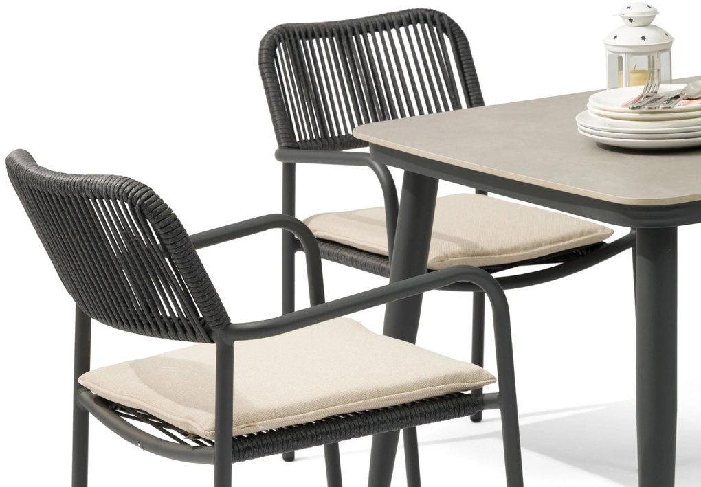 Tuinset 8 personen 300 cm Aluminium/rope Grijs Coco Penya/Weave