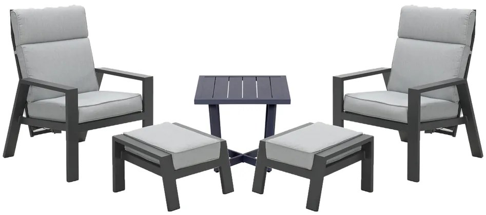 Max verstelbare loungestoelen incl. voetenbank + Ivy bijzettafeltje