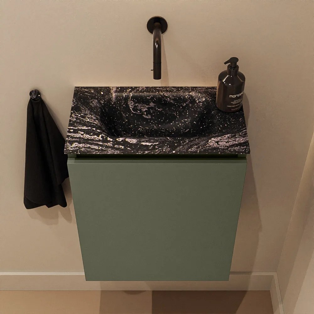 Mondiaz Ture DLux toiletmeubel 40cm army met wastafel lava midden zonder kraangat