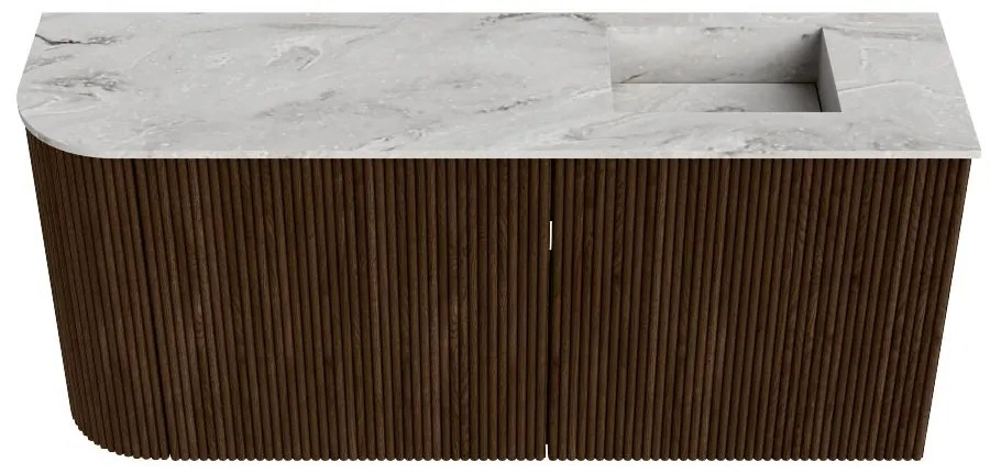 Mondiaz Joya DLux 90cm toiletmeubel ronding links walnut met wastafel faye rechts 1 kraangat glace