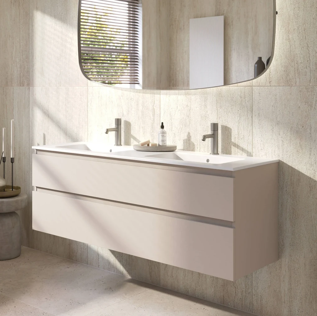 Ben Tendenza voorgemonteerd badmeubel incl. mat witte keramische wastafel 142,7x46x61,5cm zand