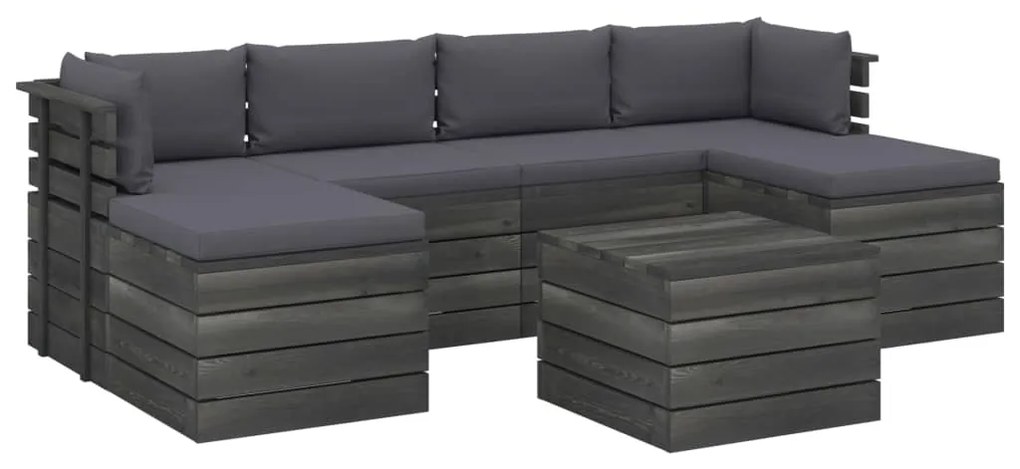 vidaXL 7-delige Loungeset met kussens pallet massief grenenhout