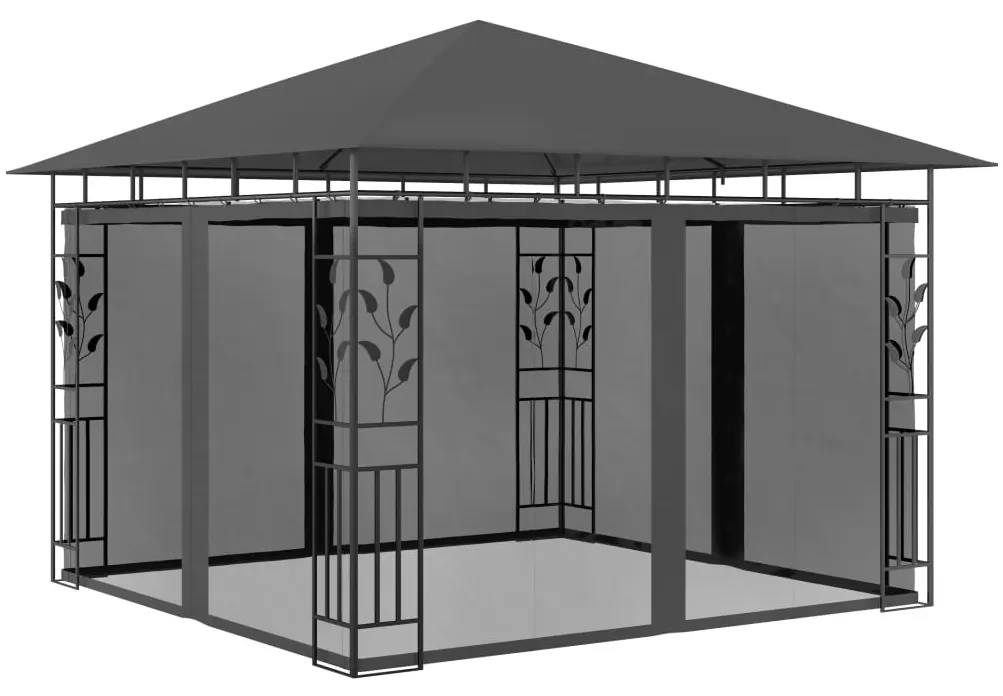 vidaXL Prieel met klamboe 180 g/m² 3x3x2,73 m antraciet
