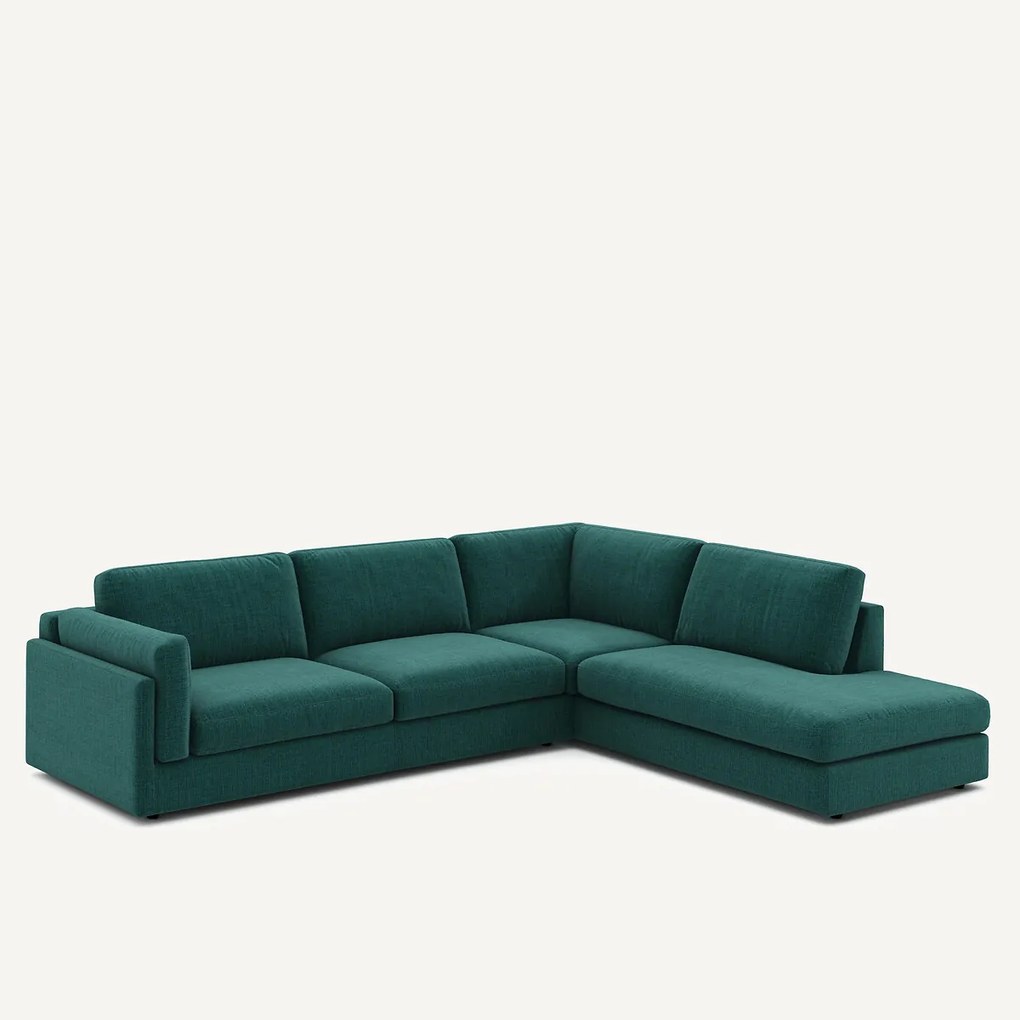 Hoekslaapbank met longchair, in gespikkeld canvas, CÉSAR