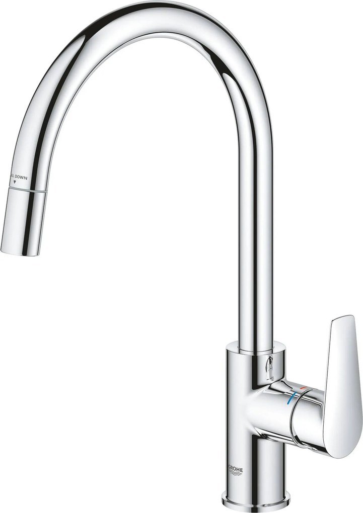 Grohe Start Edge draaibare keukenmengkraan met uittrekbare uitloop chroom