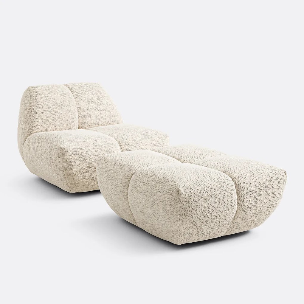 Poef, reliëfstof, L83 cm, Nuria