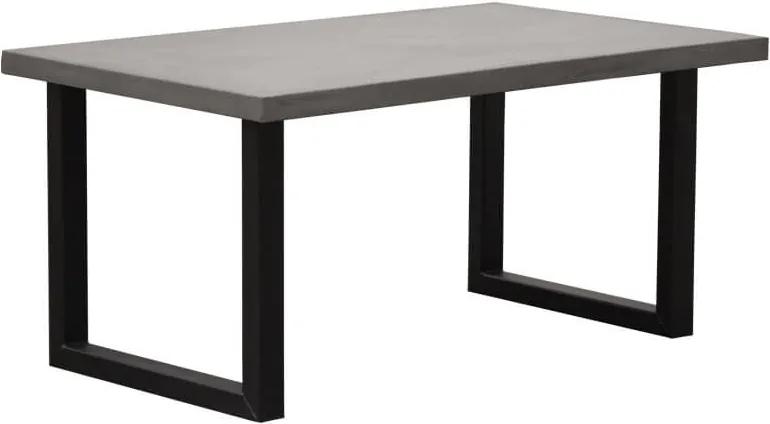 Eettafel betonlook | U-poot zwart gepoedercoat staal | 180 x 100 cm | Bladdikte 5 cm