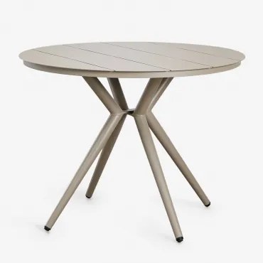 Valerie Ronde Aluminium Tuintafel Bruin - Mokka & Ø100 Cm - Sklum