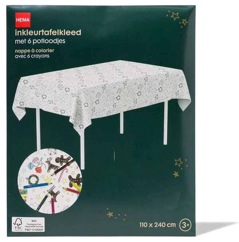 HEMA Inkleur Tafelkleed Kerst 240x110