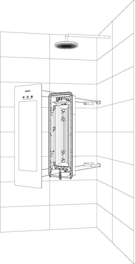 Sunshower Round Plus Small Black infraroodlamp en UV 33x95x10cm hoekopbouw