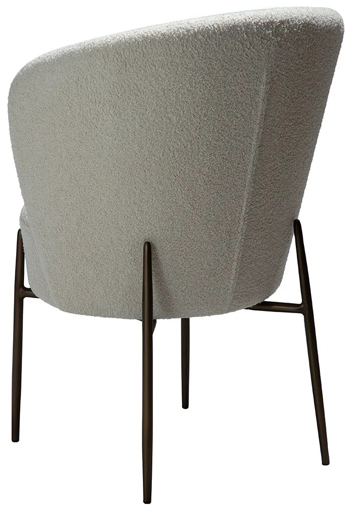Dan-Form Orbit Eetkamerstoel Met Hoge Rugleuning Rond Boucle Lichtgrijs
