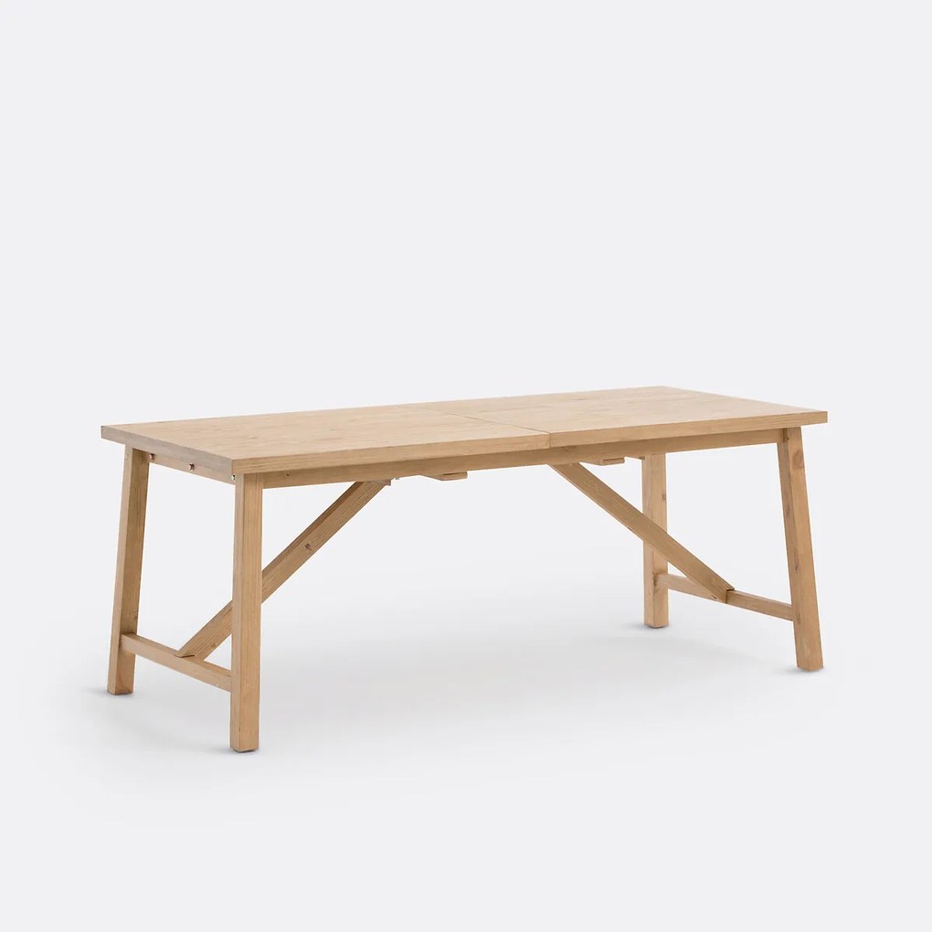 Tafel met verlengstukken 6/8 personen in massief dennenhout, Cinto