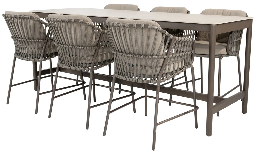 Soho Capalbio high dining tuinset 220x75xH95 cm 7 delig keramiek terre 4 Seasons Outdoor