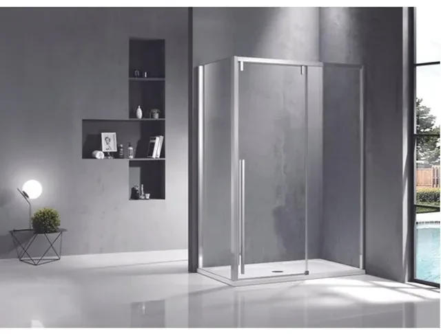 Saniclass Neptune douchecabine 140x90cm met schuifdeur 8mm veiligheidsglas met anti kalk zilver gepolijst sw491385/sw491394