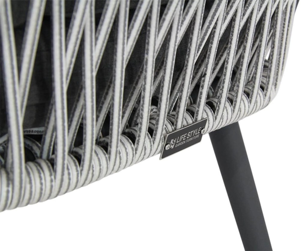 Tuinset Ronde Tuintafel 4 personen 130 cm Rope Wit  Lifestyle Garden Furniture Western/Montana