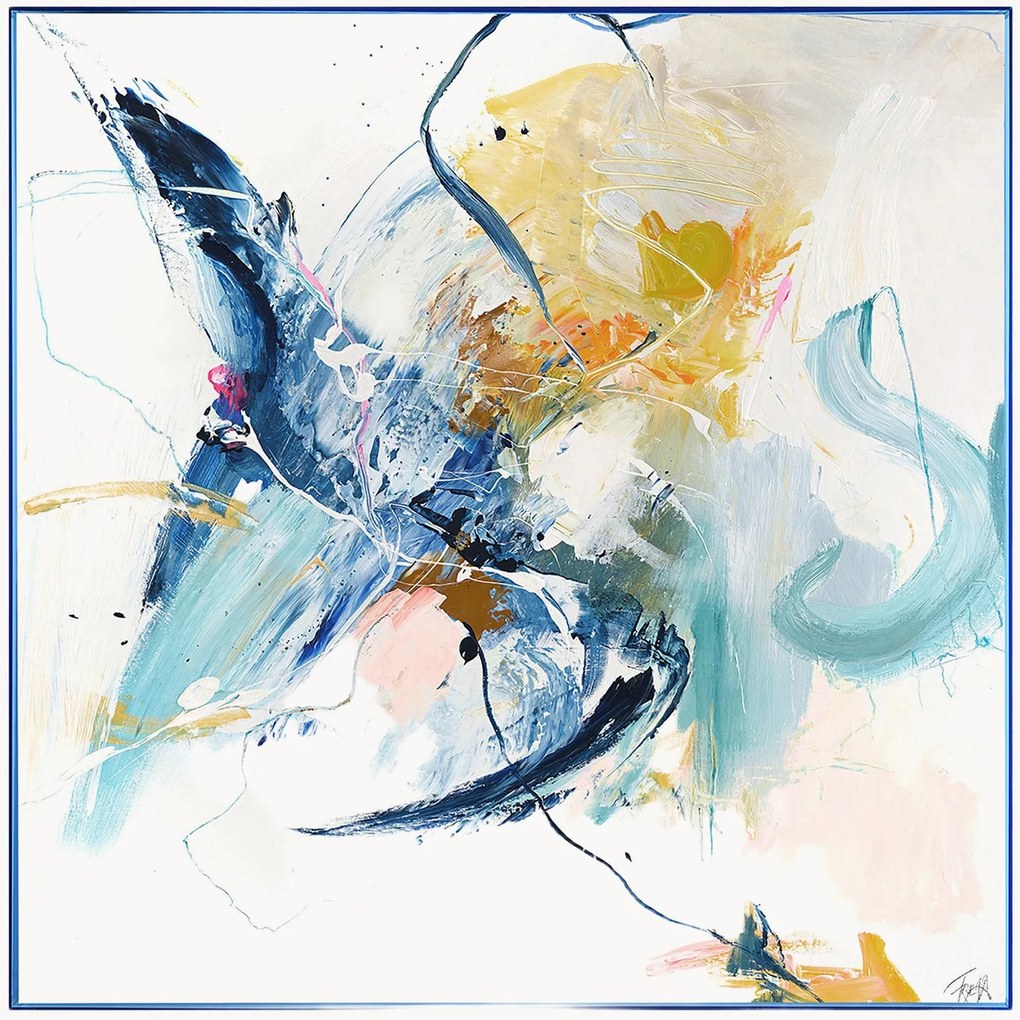 Ingelijste canvasprint Confidential Blue, handafgewerkt
