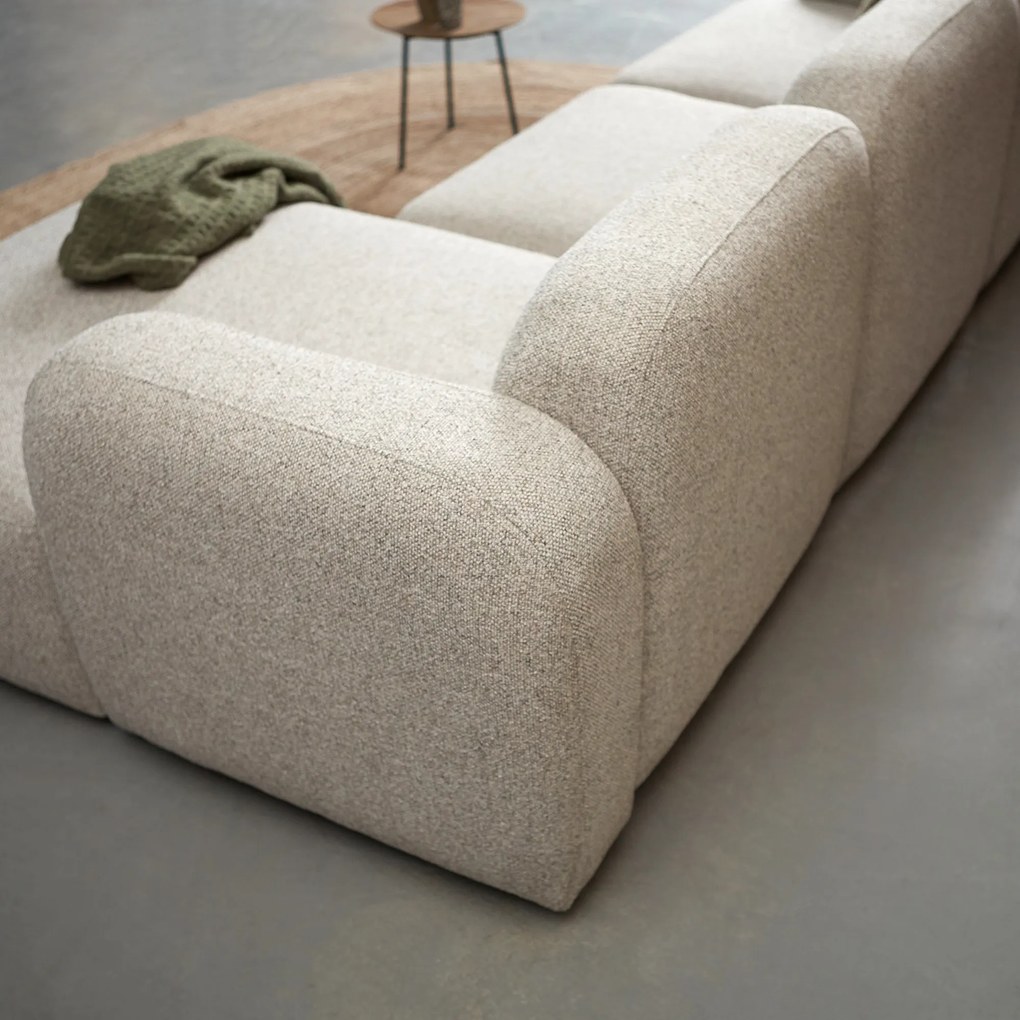 Moderne Hoekbank Rechts Beige Stof