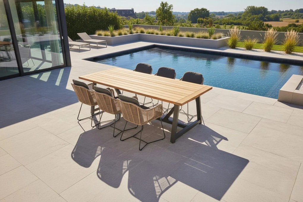 Taste by 4 Seasons Belmond tuinset naturel met Noah tafel teak blad 260 × 100 cm SALE    beige weerbestendig