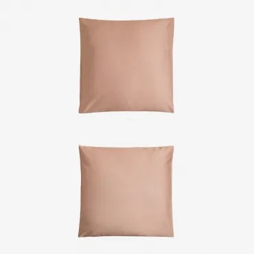 Pack Van 2 Kussenslopen Van 300-draads Satijn Sampras Roze – Hazelnoot & 60 X 60 Cm - Sklum