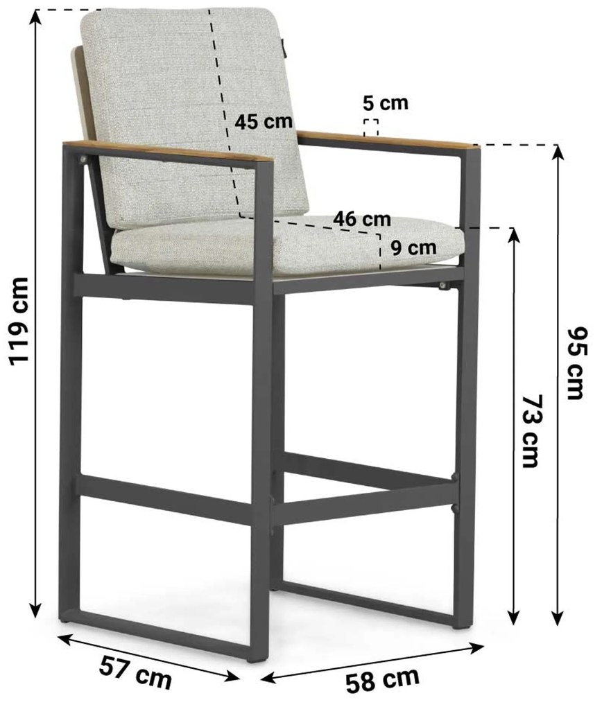 Barstoel Aluminium Grijs-antraciet Lifestyle Garden Furniture Faro