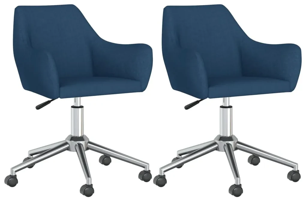 vidaXL Eetkamerstoelen draaibaar 2 st stof blauw