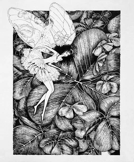 Ilustratie Fairy on Clover Leaf Original Artwork, JudiParkinson