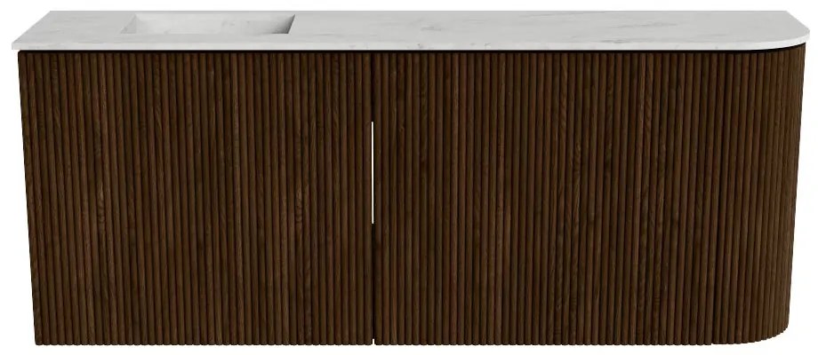 Mondiaz Joya DLux 100cm toiletmeubel ronding rechts walnut met wastafel faye links zonder kraangat opalo