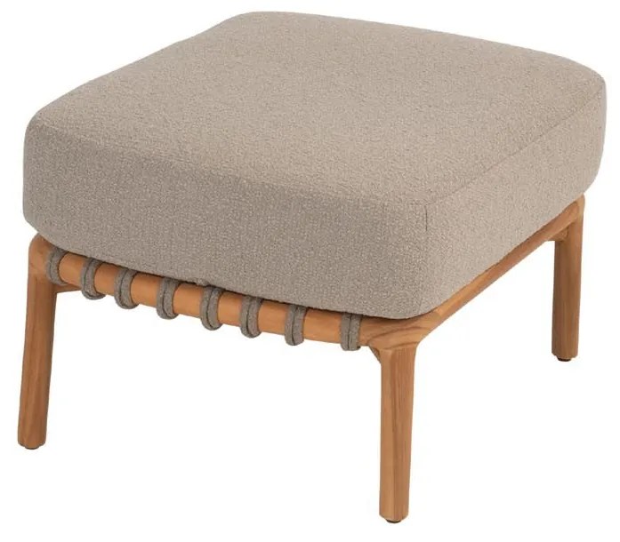 4 Seasons Outdoor Nora loungeset naturel teak met Pablo loungetafel Ø 80 cm SALE Loungeset taupe weerbestendig