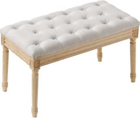 VEVOR gestoffeerde kaptafelbank 80 x 40 x 48 cm, rechthoekige kaptafel, poten van rubberhout, bedbank, halbank, krukbank, entreebank voor eetkamer, woonkamer, slaapkamer, hal, beige