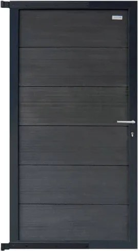 Tuindeur composiet Forte Antraciet incl. slot en antraciet aluminium kader (90 x 180 cm)