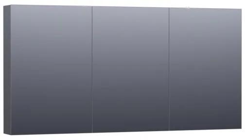 Saniclass Dual spiegelkast 140x70x15cm verlichting geintegreerd rechthoek 3 draaideuren Hoogglans Grijs MDF 7161