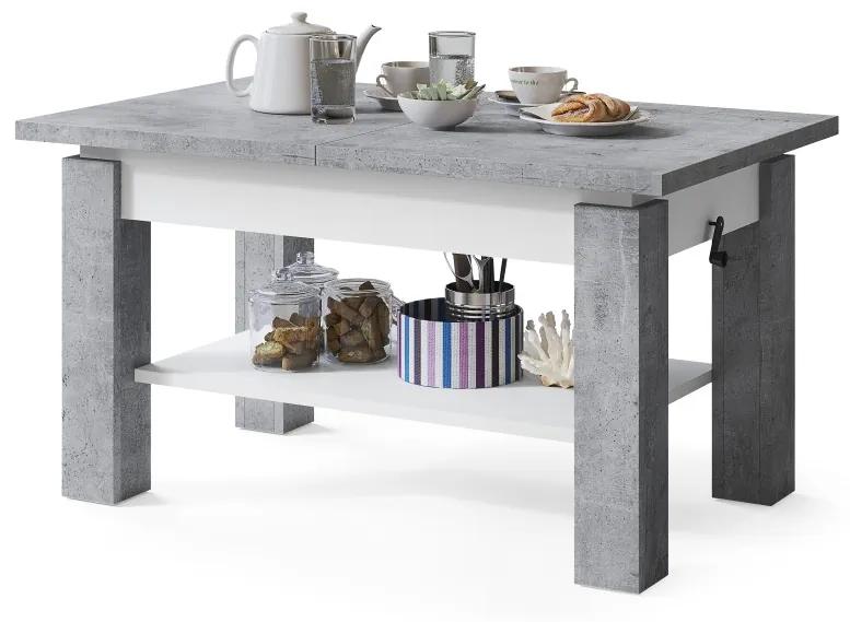ASTORIA beton/wit, uitschuifbare tafel